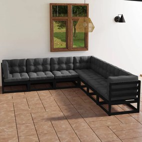 3076558 vidaXL Set mobilier grădină cu perne, 7 piese, lemn masiv pin