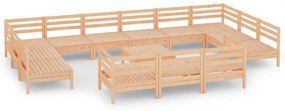 Set mobilier de gradina, 14 piese, lemn masiv de pin Maro, 1