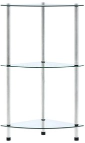 249514 vidaXL Raft cu 3 niveluri, transparent, 30x30x67 cm, sticlă securizată