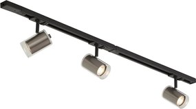 Modern railsysteem zwart met 3 spots gunmetal 1-fase - Iconic Lloyd