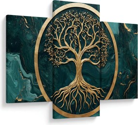 Tablou – Arborele vieții auriu în marmură (90x60 cm)