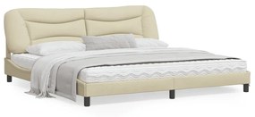 3207798 vidaXL Cadru de pat cu tăblie, crem, 200x200 cm, textil
