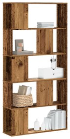 vidaXL Bibliotecă cu 5 niveluri lemn vechi 80,5x23,5x162,5 cm lemn