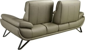Canapea 2 locuri, tapitata cu piele naturala, spatar rabatabil Verde masliniu