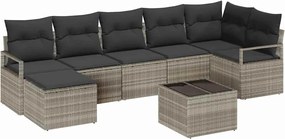 vidaXL Set de canapea cu pernă 9 pcs Gri deschis poliratan