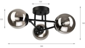 Brilagi - Lustră aplicată MALIVA 3xE14/15W/230V negru/fumuriu