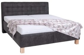 Pat tapițat VIOLET 160 x 200 cm, cu spațiu de depozitare, fără saltea, gri închis