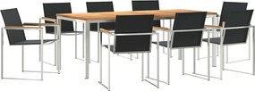 vidaXL Set de masă pentru grădină 9 pcs Maro Lemn solid de tec