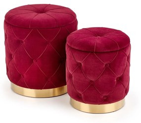 Set tabureti tapitati Polly Rosu Inchis / Gold