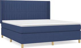 vidaXL Pat box spring cu saltea, albastru, 180x200 cm, material textil