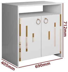 Comoda Gold, culoare alb / auriu, 69 x 71 x 40 cm