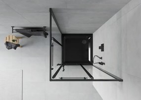 Mexen Rio cabină de duș pătrată 80 x 80 cm, transparentă, neagră + cădiță Flat, neagră - 860-080-080-70-00-4070B