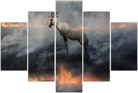 Tablou cu capră de munte în foc (150x105 cm)