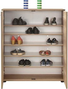 Pantofar Adore Elegance, 2 usi, 5 rafturi, capacitate 24 perechi incaltaminte, Alb - Natur, 91x108x35 cm