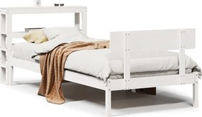 vidaXL Cadru de pat fără saltea, alb, 75x190 cm, lemn masiv de pin
