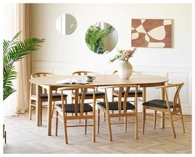 Masă de dining rotundă extensibilă cu aspect de lemn de stejar cu blat suplimentar ø 120 cm Bundaberg – House Nordic