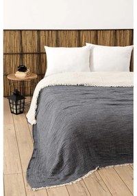 Cuvertură gri închis din muselină pentru pat dublu 230x250 cm – Mijolnir