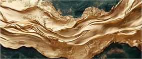 Tablou - Abstracție verde cu auriu II. (120x50 cm)