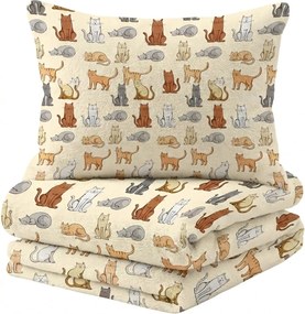 Lenjerie de pat din microfibra crem, COLORED CATS Dimensiune lenjerie de pat: 70 x 90 cm | 140 x 200 cm