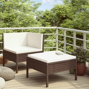 vidaXL Set mobilier relaxare grădină cu perne 2 piese maro poliratan