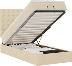 vidaXL Cadru de pat otoman cu saltea crem 90x190cm stofa