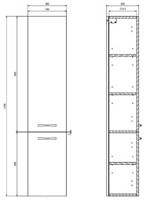 Cersanit S1003-001 - Dulap suspendat pentru baie NIKO 140x30 cm nuc