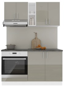 Set haaus V4, Gri Lucios/Alb, MDF, Blat Thermo 28 mm, L 140 cm