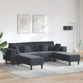 vidaXL Canapea din catifea cu pernă cu pernă 3 pcs Gri închis 208 cm Catifea