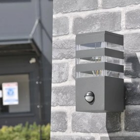 Aplica de perete exterior TEKSAS 1xE27/12W/230V IP44 antracit cu senzor