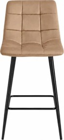Scaun de bar cu picioare negre ARCETO VELVET, maro