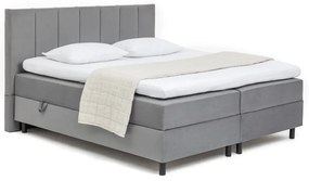 Pat boxspring gri cu spațiu de depozitare 160x200 cm Elva Bold Line – Bonami Selection