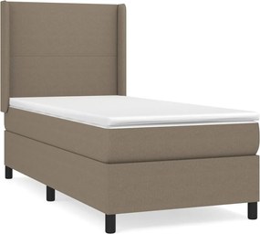vidaXL Pat box spring cu saltea, gri taupe, 90x200 cm, textil