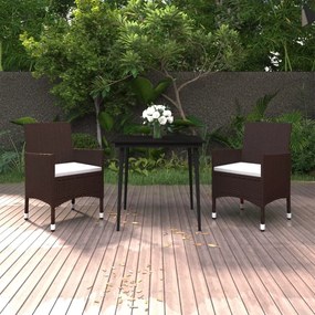 3099721 vidaXL Set mobilier de grădină cu perne, 3 piese, poliratan și sticlă