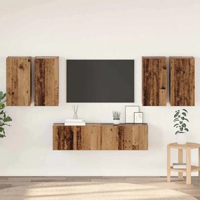 vidaXL Set comodă TV 6 pcs Lemn vechi 60 x 30 x 30 cm Lemn compozit