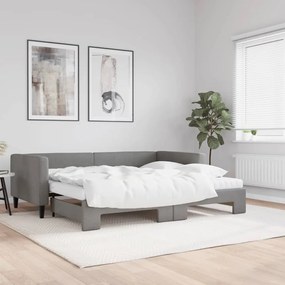 3196597 vidaXL Pat de zi cu extensie și saltele, gri închis, 90x200 cm, textil