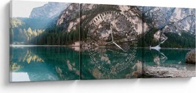 Tablou cu lac montan (cu ceas) (90x30 cm)