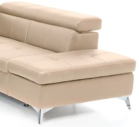 Canapea colțar extensibilă din piele SALERNO II, dreapta, bej
