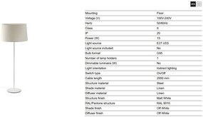 Lampa de podea abajur textil 64cm WINDSOR alb