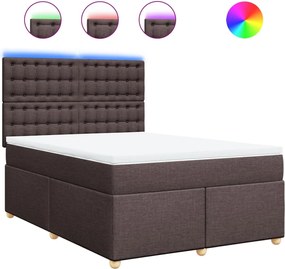 vidaXL Pat continental cu saltea, maro închis, 140x200 cm, textil