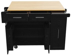 Insulă de bucătărie cu blat rabatabil, Negru | Aosom Romania