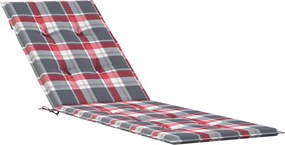 vidaXL Pernă de șezlong, roșu carouri, (75+105) x 50 x 4 cm