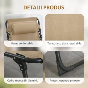 Outsunny Portable Sun Lounger, Folding Camping Bed 5-position Adjustable Grey | Aosom Romania