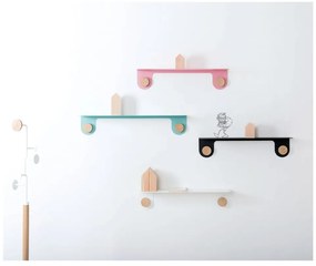 Raft de perete din oțel și detalii din lemn de stejar, cu 2 cârlige Gazzda Hook, lungime 70 cm, verde