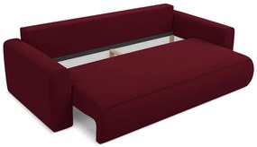 Canapea burgundy extensibilă/cu spațiu de depozitare cu tapițerie din catifea 238 cm Kapua – Makamii