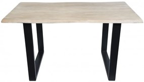 Masa dreptunghiulara cu blat din lemn de salcam Tables &amp; Benches 160x75x77 cm maro deschis/negru