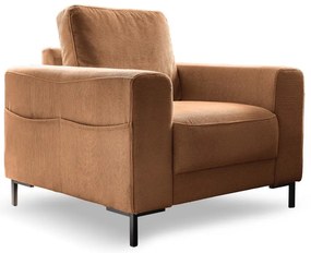 Fotoliu portocaliu/maro cu tapițerie din catifea reiată Lofty Lilly – Miuform