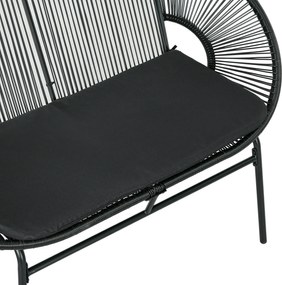 Outsunny Bancă Acapulco cu Brațe, Perne și Cadru din Oțel, Greutate Maximă 260 kg pentru Balcon, Terasă, Grădină 132x72x83 cm Negru | Aosom Romania