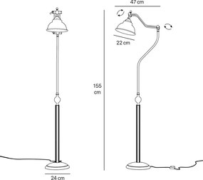 Lampadar, Lampa de podea industrial vintage Oslo