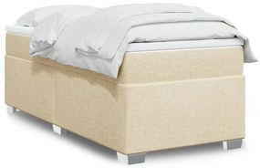 vidaXL Pat box spring cu saltea, crem, 90x200 cm, textil