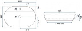 Lavoar pe blat Rea Aura 61 cm